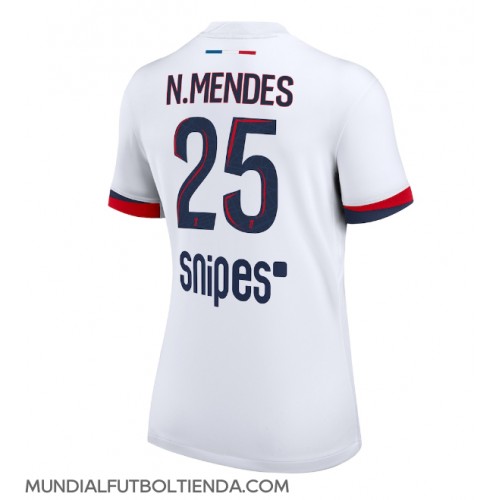 Camiseta Paris Saint-Germain Nuno Mendes #25 Segunda Equipación Replica 2025-26 para mujer mangas cortas